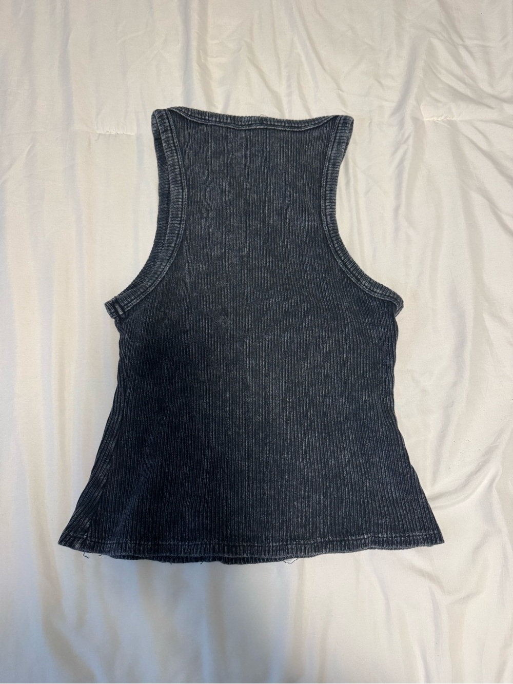 Washed Black Ribbed Tank Top - Picture 2 of 3